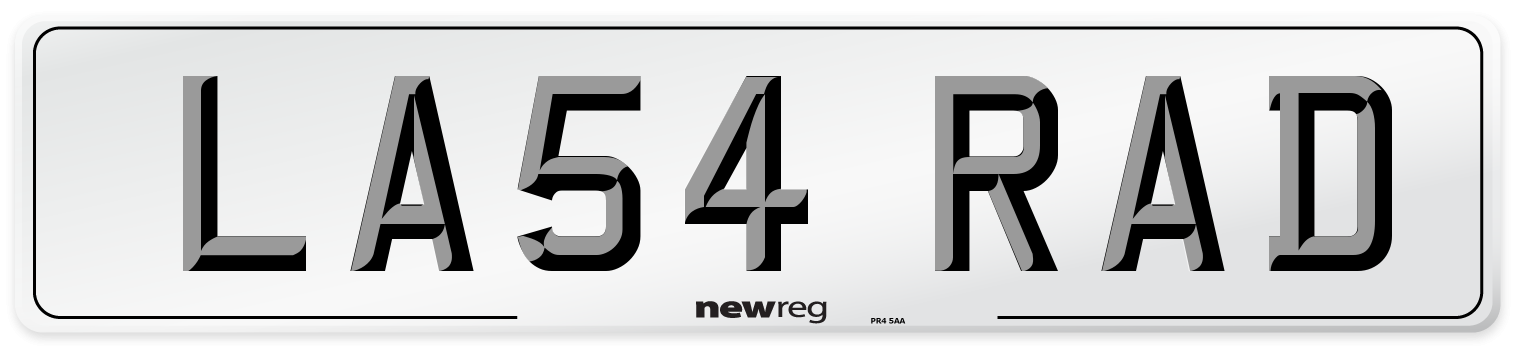 LA54 RAD Number Plate from New Reg